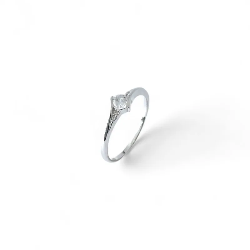 Anel Estilo Solitário Princesa Prata 925 com Zircônia