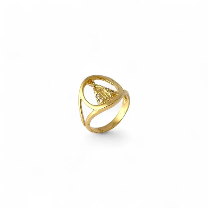 Anel Nossa Senhora Banhado a Ouro 18k com Zircônias