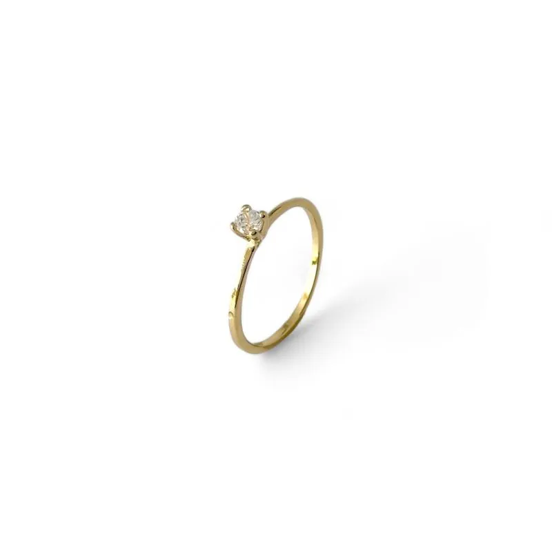 Anel Solitário Banhado a Ouro 18k com Zircônia Tam17