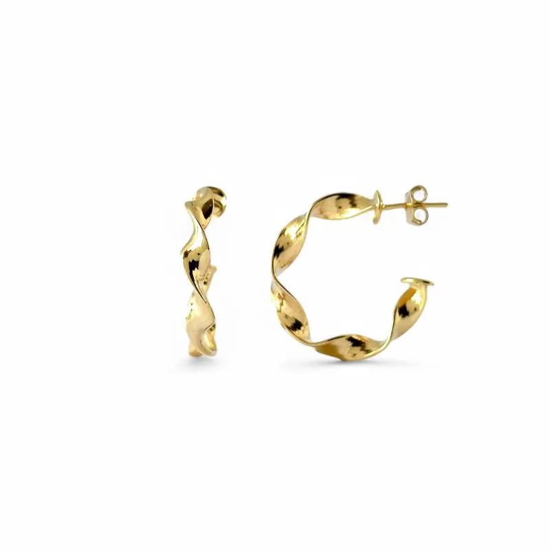 Brinco Argola Aberta Torcida Banhado a Ouro 18k - 2,5cm