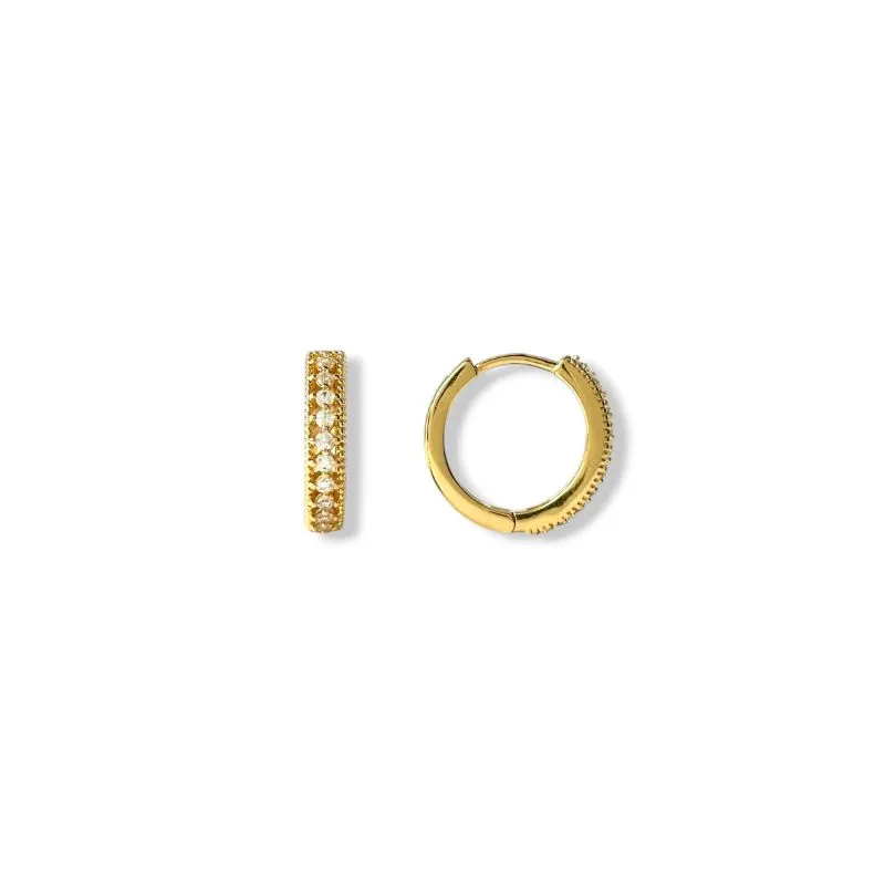 Brinco Argola Banhado a Ouro 18k com 1 Linha de Zircônias - 1,5cm
