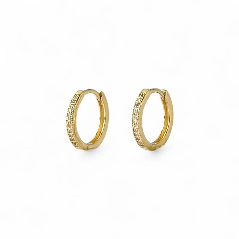 Brinco Argola Banhado a Ouro 18k com 1 Linha de Zircônias - 1,5cm