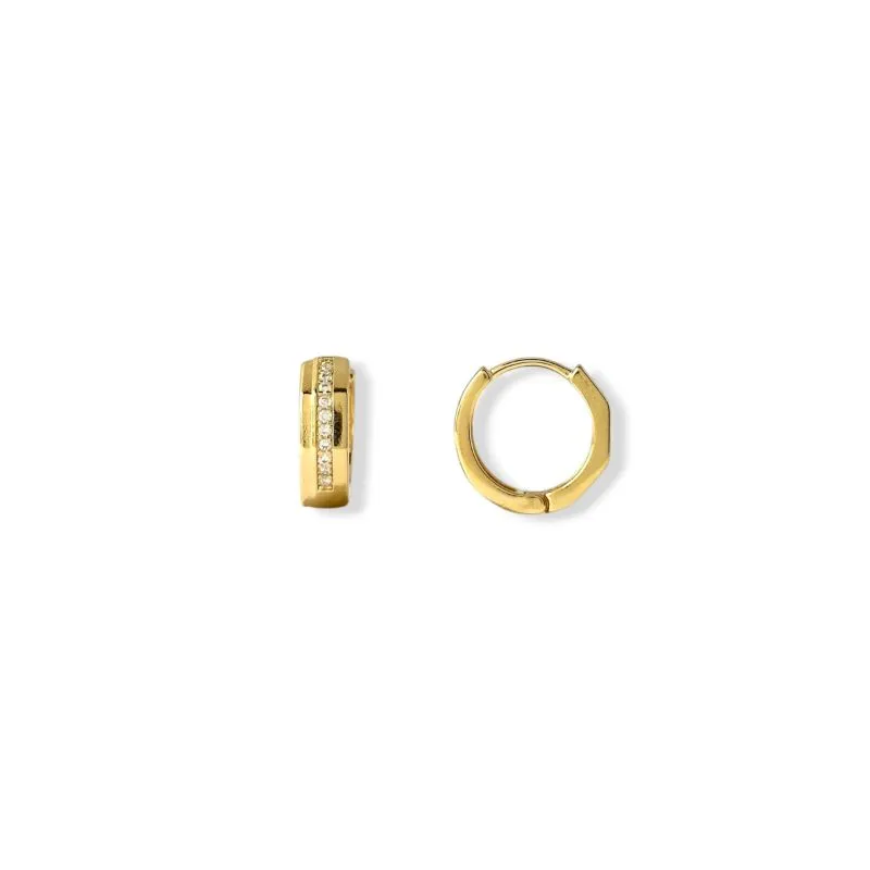 Brinco Argola Banhado a Ouro 18k com 1Linha de Zircônias