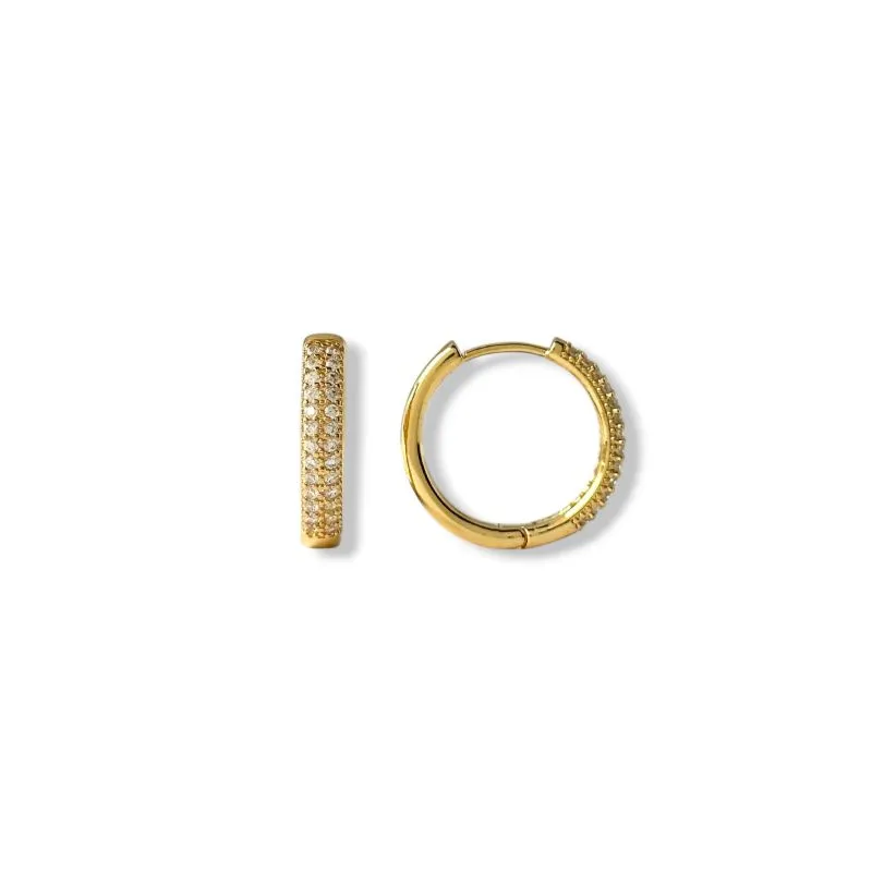 Brinco Argola Banhado a Ouro 18k com 2 Linhas de Zircônias - 2,0cm