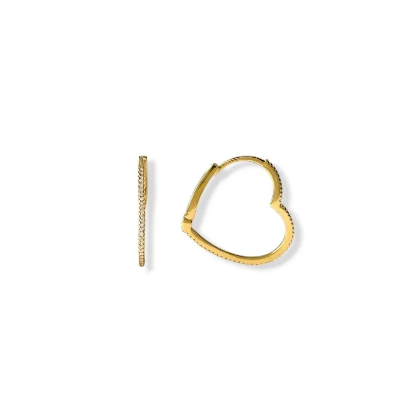 Brinco Argola Coração Banhado a Ouro 18k com Zircônias - 2,5cm