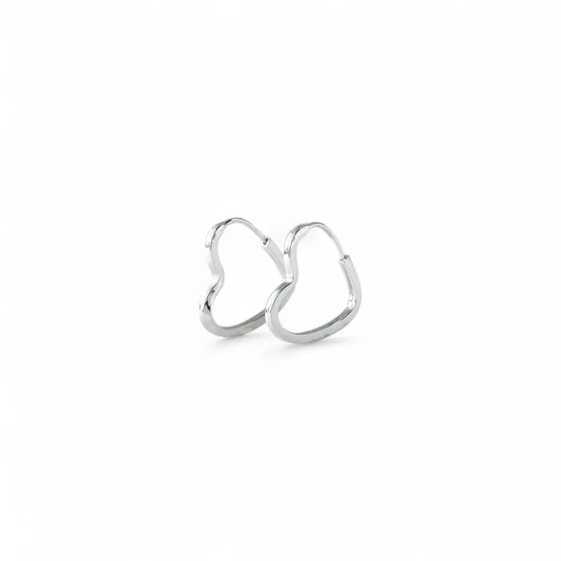 Brinco Argola Coração Prata 925 - 1,5cm