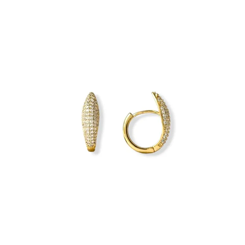 Brinco Argola Gota Banhado a Ouro 18k Cravejado com Zircônias