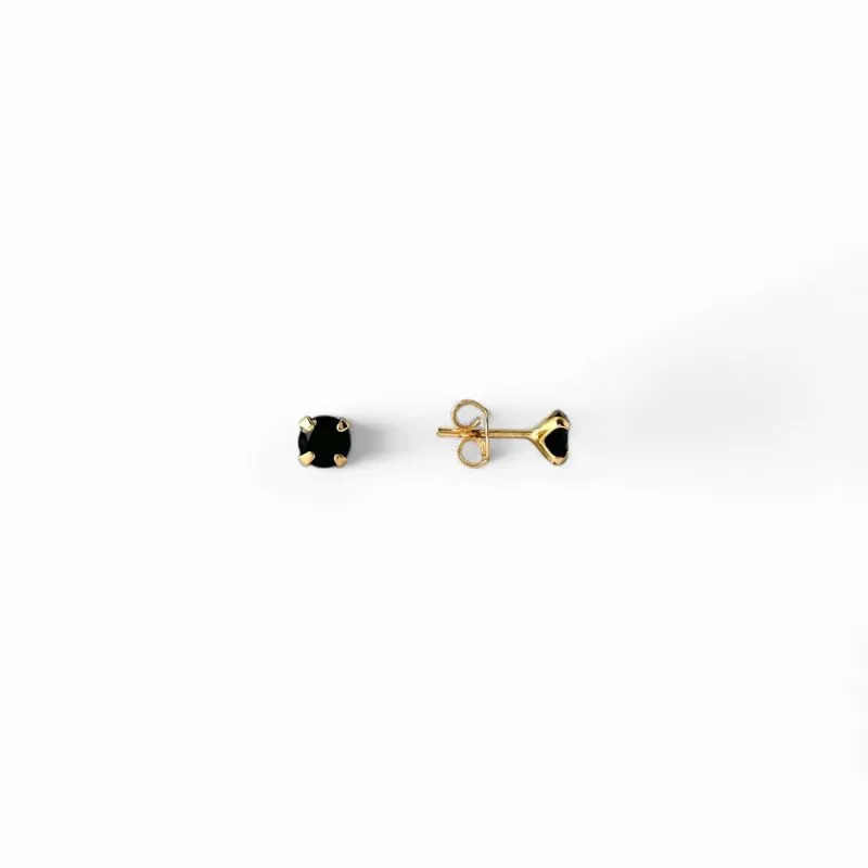 Brinco Banhado a Ouro 18k com Zircônia Preto - 5mm Brinco Banhado a Ouro 18k com Zircônia Preto - 5mm