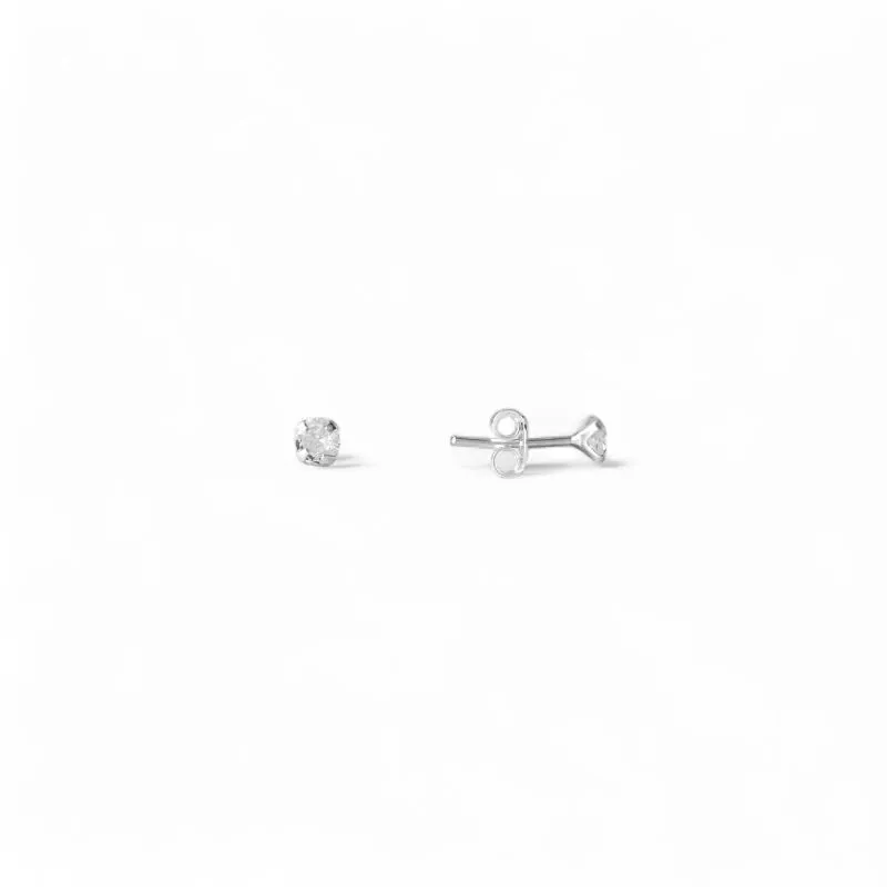 Brinco Ponto de Luz Prata 925 com Zircônia - 4mm