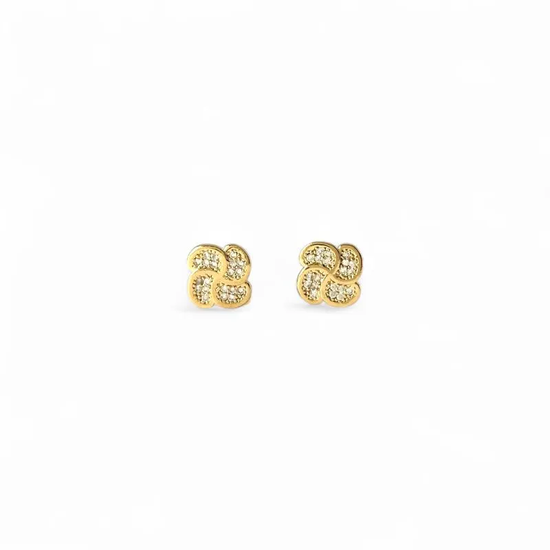 Brinco Trevo Banhado a Ouro 18k com Zircônias Brinco Trevo Banhado a Ouro 18k com Zircônias