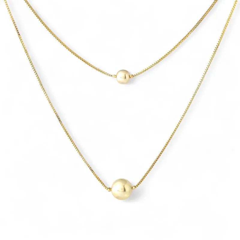 Colar Duplo Pérola Banhado a Ouro 18k