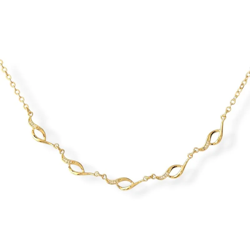 Colar Geométrico Elos Banhado a Ouro 18k com Detalhes em Zircônias