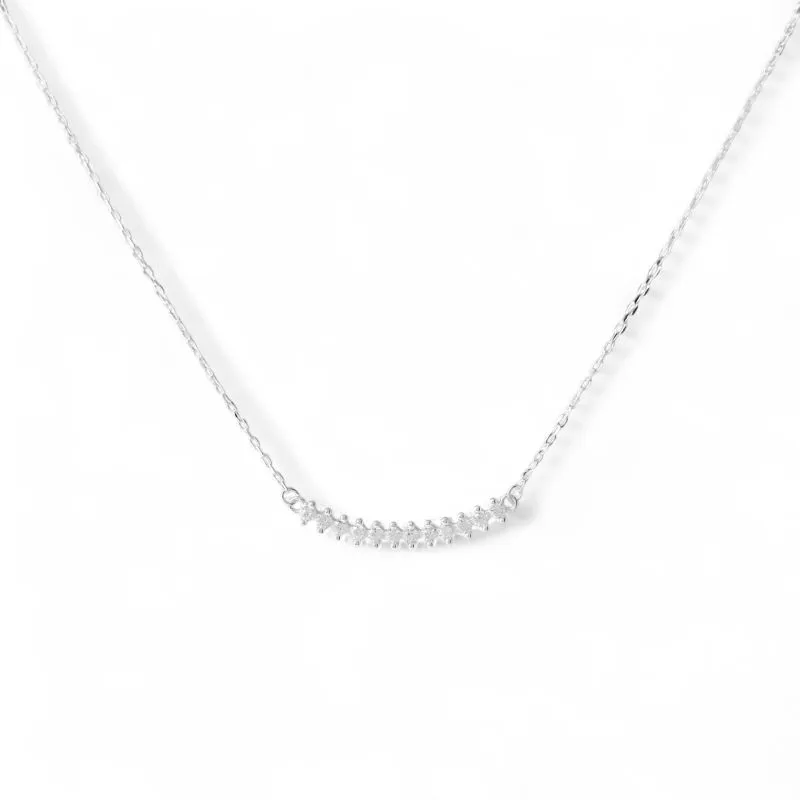 Colar Prata 925 com Linha de Zircônias Colar Prata 925 com Linha de Zircônias