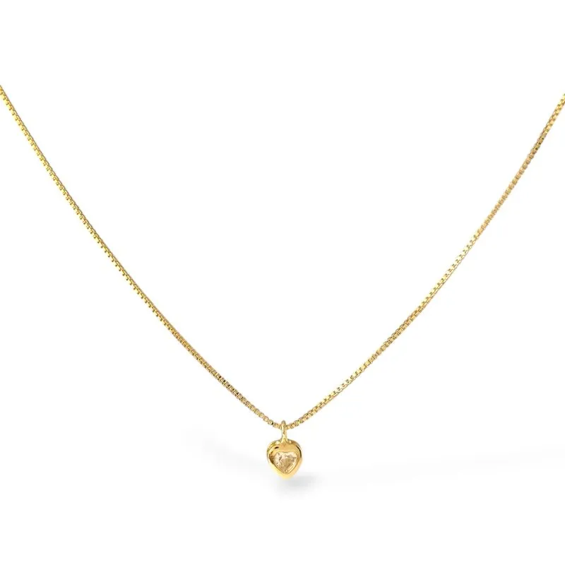 Colar Ponto de Luz Coração Banhado a Ouro 18k com Zircônia
