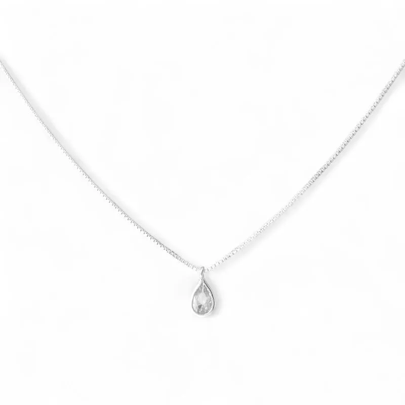 Colar Ponto de Luz Gota Prata 925 com Zircônias Colar Ponto de Luz Gota Prata 925 com Zircônias