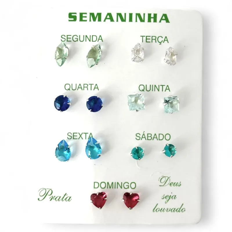 Kit de 7 Brincos Semaninha Prata 925 (Ponto de Luz Oval Verde, Ponto de Luz Gota Cristal, Ponto de Luz Azul, Ponto de Luz Quadrado Cristal, Ponto de Luz Gota Azul, Ponto de Luz Verde e Ponto de Luz Coração Vermelho) Kit de 7 Brincos Semaninha Prata 925 (Ponto de Luz Oval Verde, Ponto de Luz Gota Cristal, Ponto de Luz Azul, Ponto de Luz Quadrado Cristal, Ponto de Luz Gota Azul, Ponto de Luz Verde e Ponto de Luz Coração Vermelho)