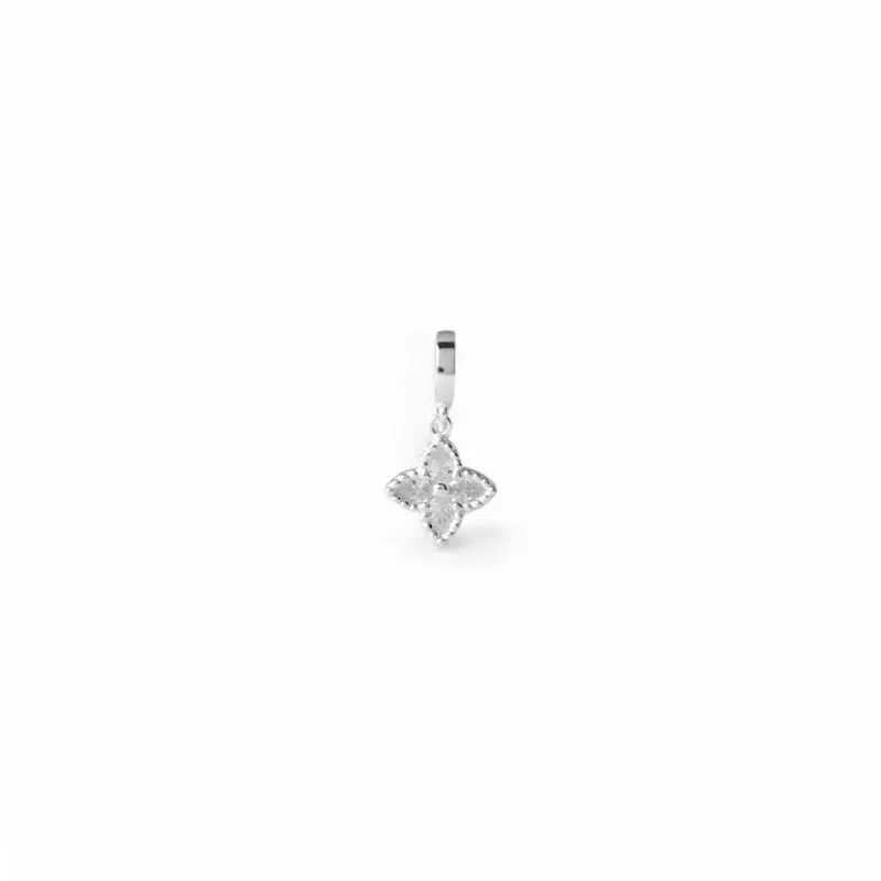 Pingente Berloque Flor Prata 925 com Zircônias