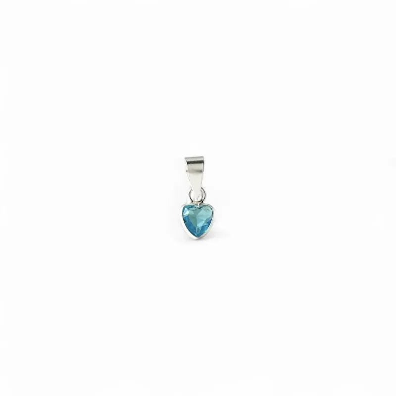 Pingente Ponto de Luz Coração Prata 925 com Zircônia Azul - 5mm
