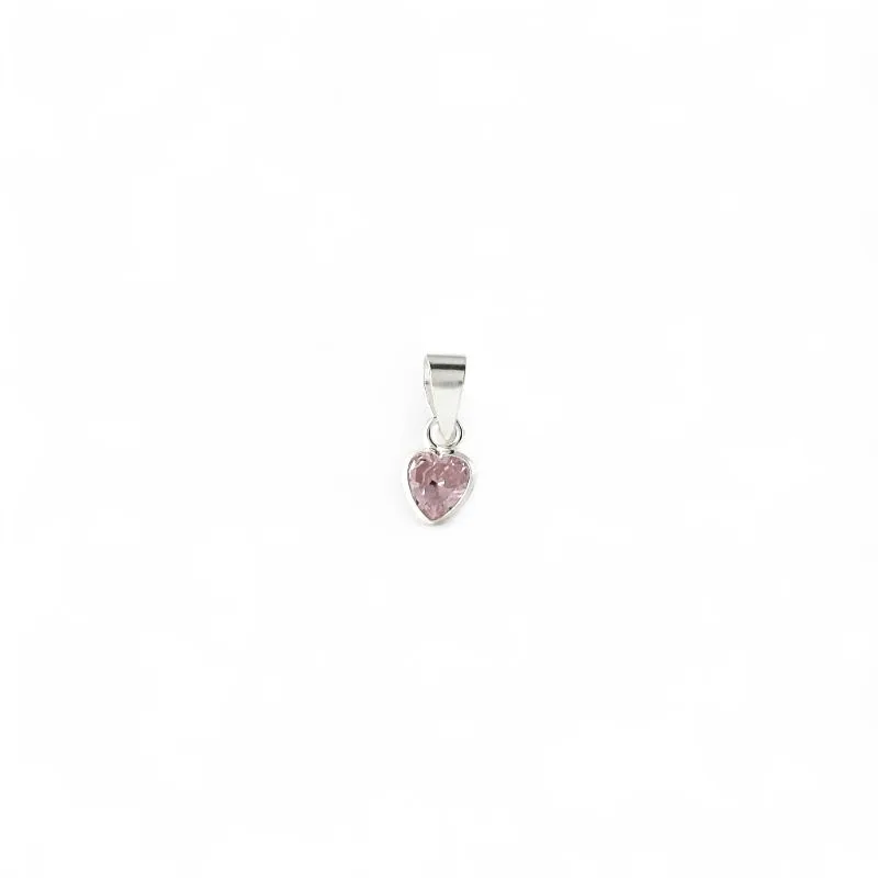 Pingente Ponto de Luz Coração Prata 925 com Zircônia Rosa - 5mm Pingente Ponto de Luz Coração Prata 925 com Zircônia Rosa - 5mm