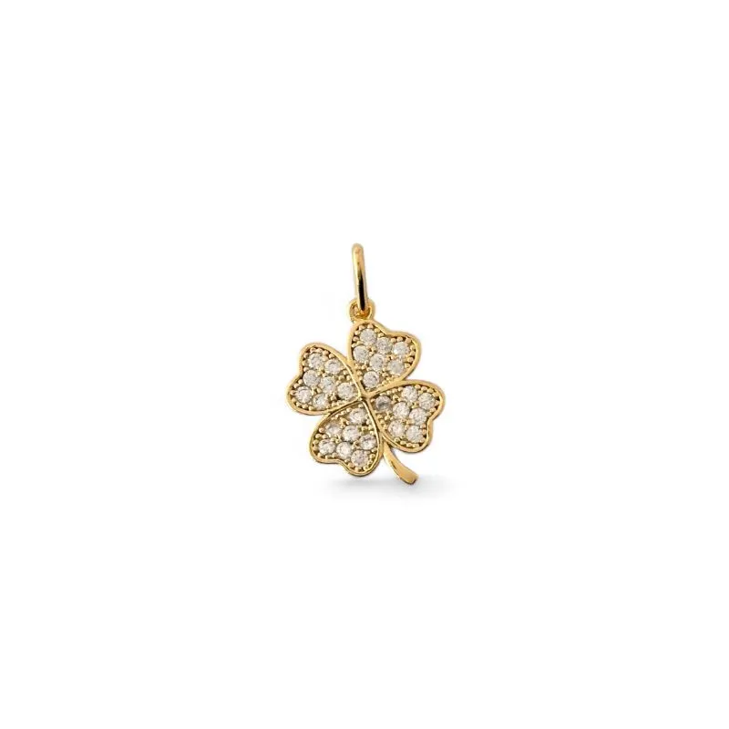 Pingente Trevo Banhado a Ouro 18k com Zircônias