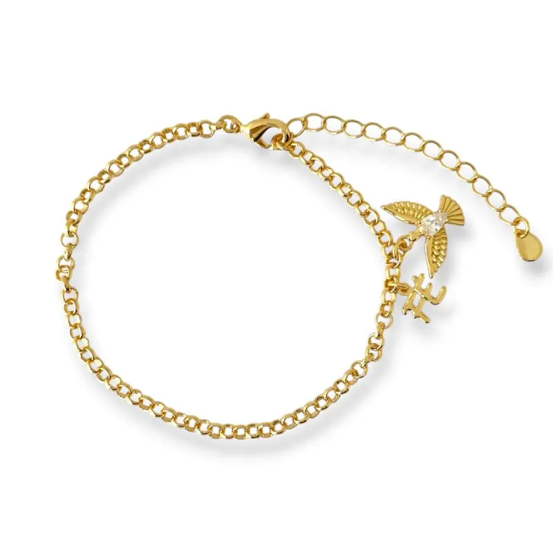 Pulseira Espírito Santo Banhada a Ouro 18k com Pingente Fé e Zircônia