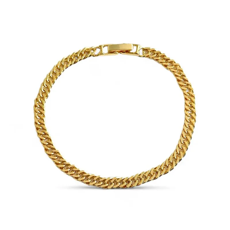 Pulseira Trabalhada Elo 1 em 1 com Fecho Gaveta Banhada a Ouro 18k