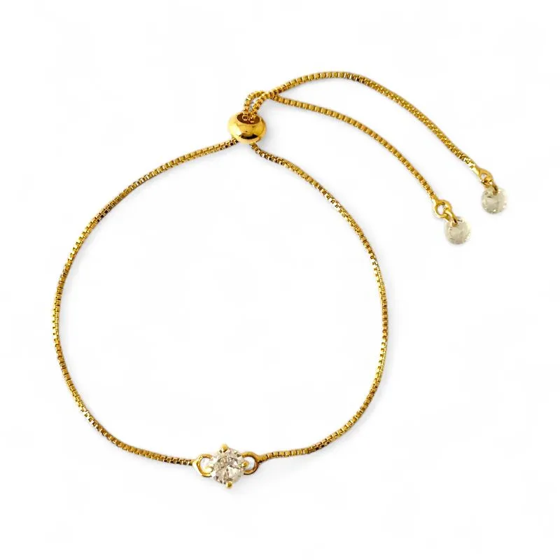 Pulseira Veneziana Ponto de Luz Gravatinha Banhada a Ouro 18k com Zircônias
