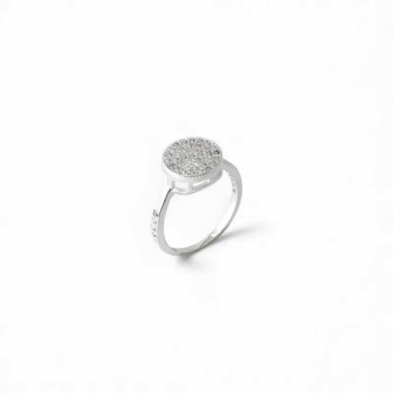 Anel Chuveirinho Prata 925 com Zircônias e Aro Cravejado com Zircônias