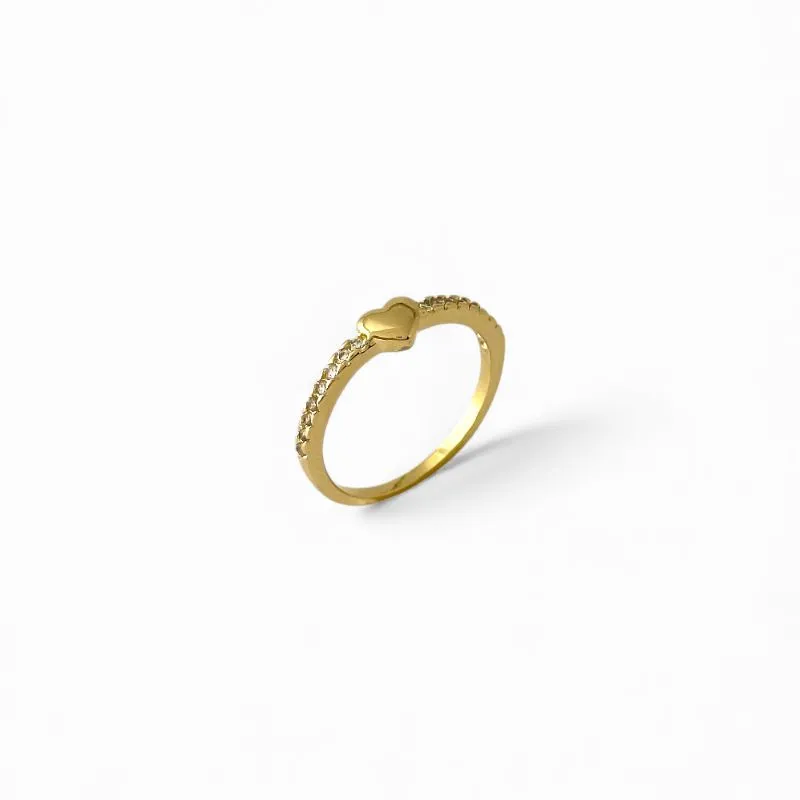 Anel Coração Banhado a Ouro 18k Liso e Aro Cravejado com Zircônias Tam23