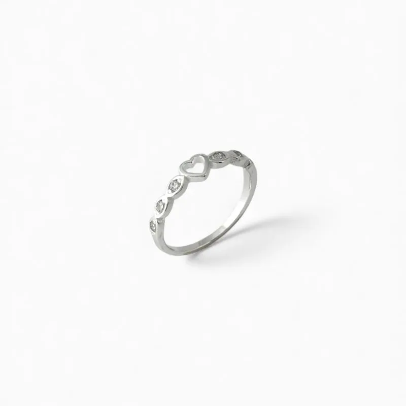 Anel Coração Prata 925 Aro Eye Estilo Olho com Zircônias