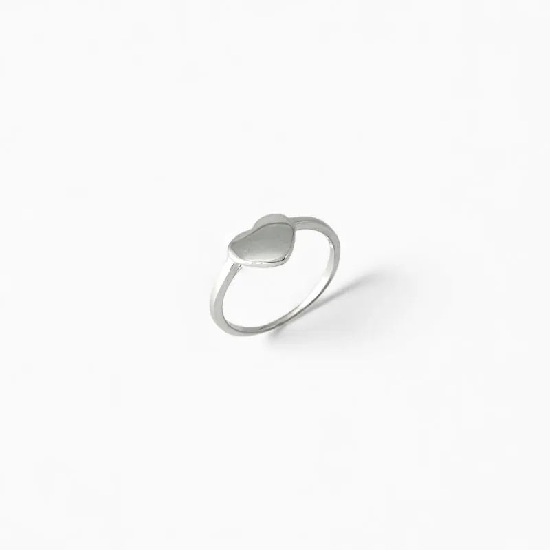 Anel Coração Prata 925 Liso