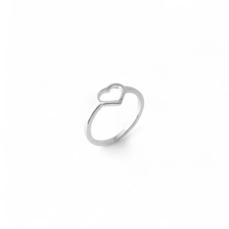 Anel Coração Prata 925 Vazado Tam24