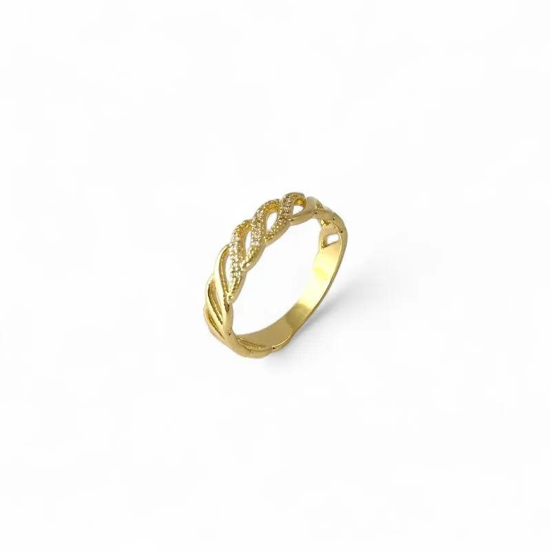 Anel Elos Entrelaçados Banhado a Ouro 18k Liso e com Zircônias Tam30