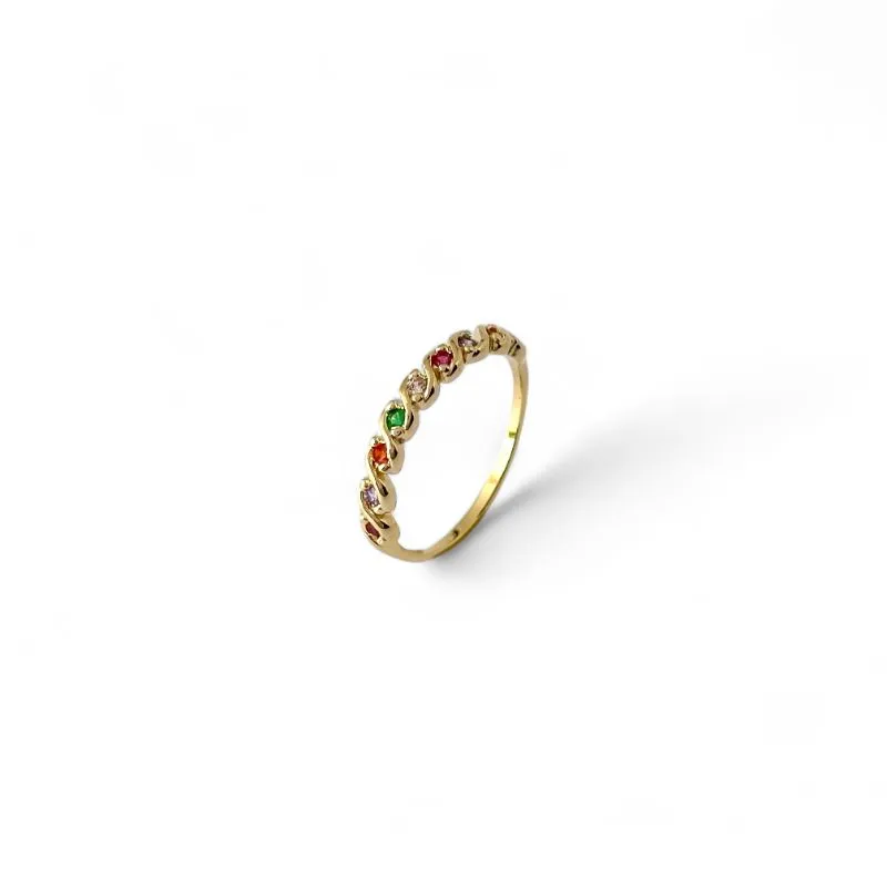 Anel Entrelaçado Banhado a Ouro 18k com Zircônias Coloridas