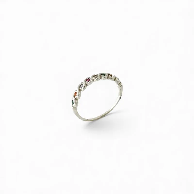 Anel Entrelaçado Prata 925 com Zircônias Coloridas