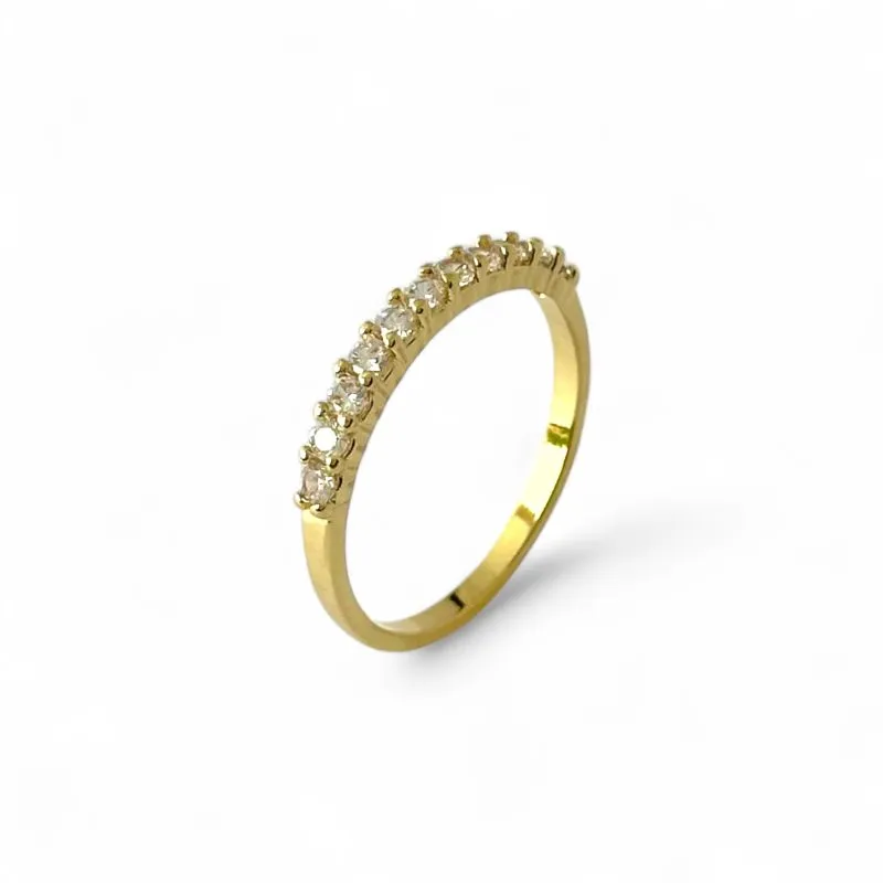 Anel Meia Aliança Banhado a Ouro 18k com Zircônias Tam 21