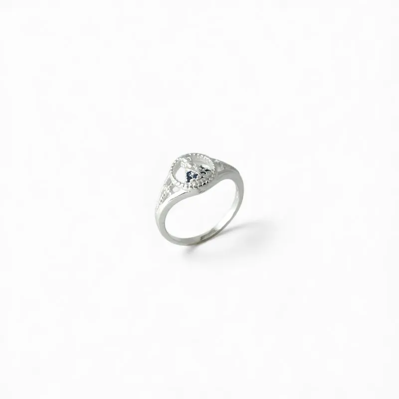 Anel Nossa Senhora Prata 925 com Zircônias Azul Tam18