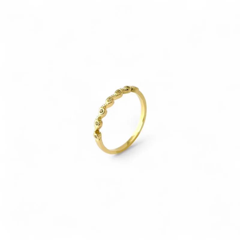 Anel Ondulado Banhado a Ouro 18k com Zircônias Tam21