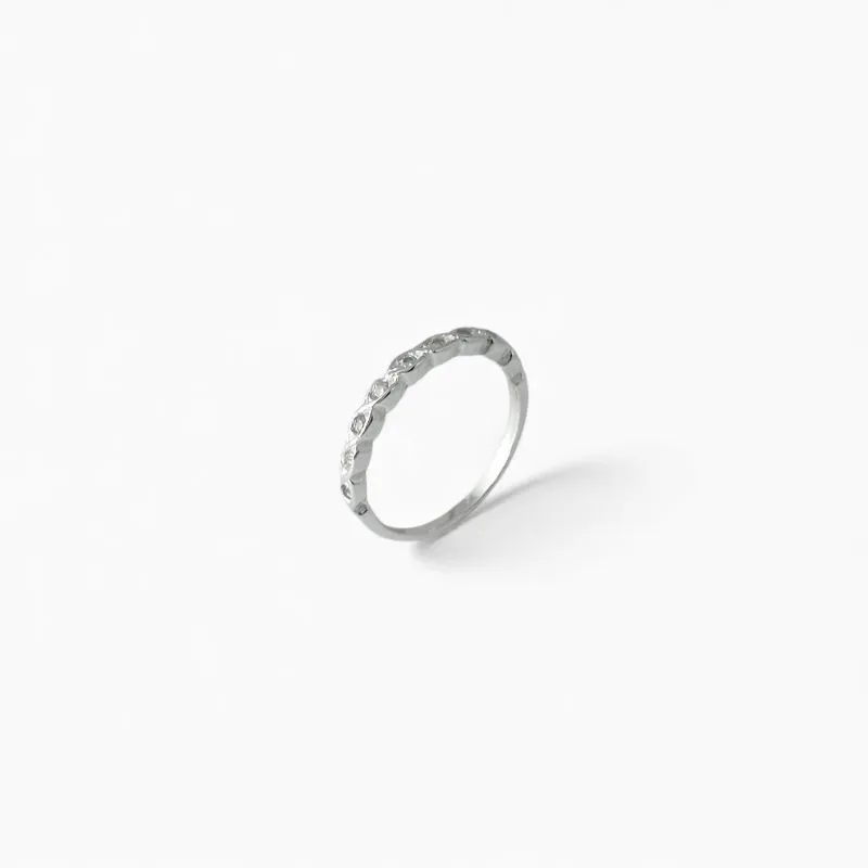 Anel Prata 925 Aro Eye Estilo Olho com Zircônias