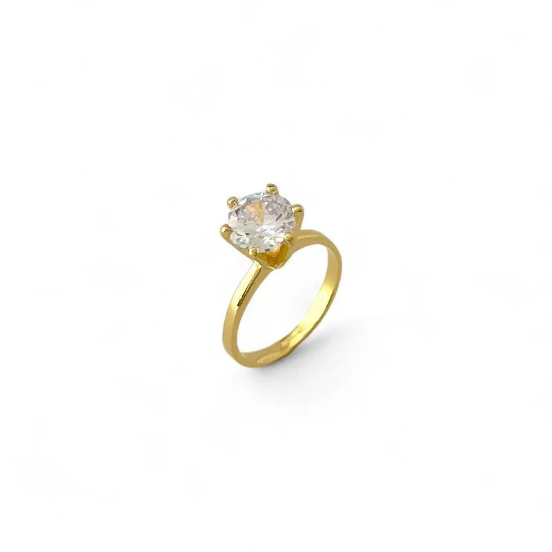 Anel Solitário Banhado a Ouro 18k com Zircônia Grande