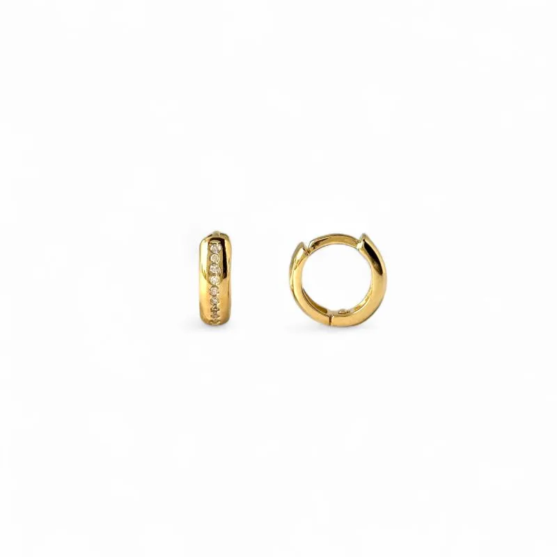 Brinco Argola Banhado a Ouro 18k com 1 Linha de Zircônias - 1,2cm