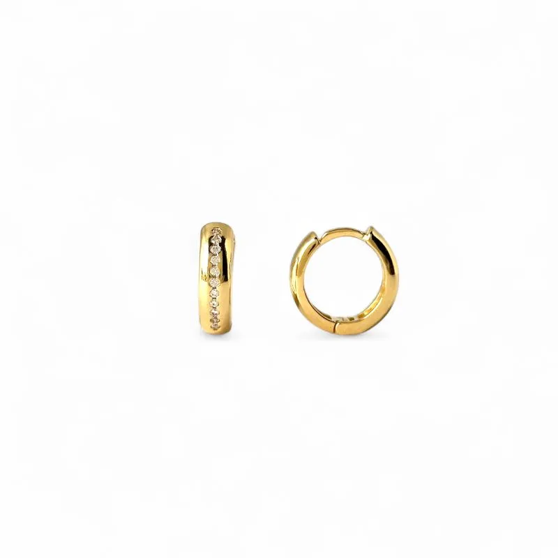 Brinco Argola Banhado a Ouro 18k com 1 Linha de Zircônias - 1,3cm