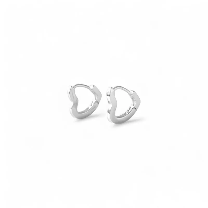 Brinco Argola Coração Prata 925 - 1,0cm