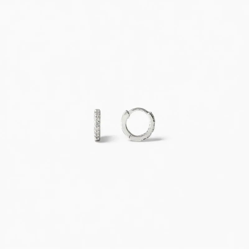 Brinco Argola Prata 925 com 1 Linha de Zircônias - 0,9cm