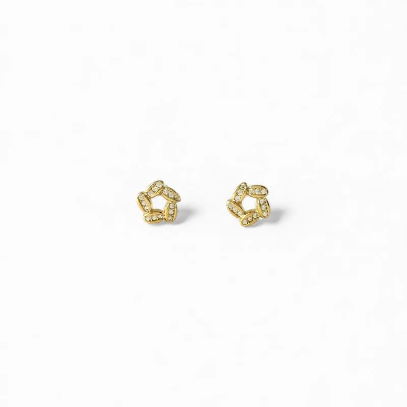 Brinco Círculo Flor Banhado a Ouro 18k com Zircônias