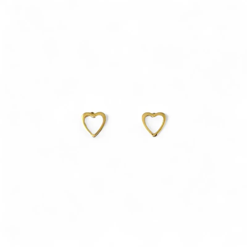 Brinco Coração Banhado a Ouro 18k Vazado Liso