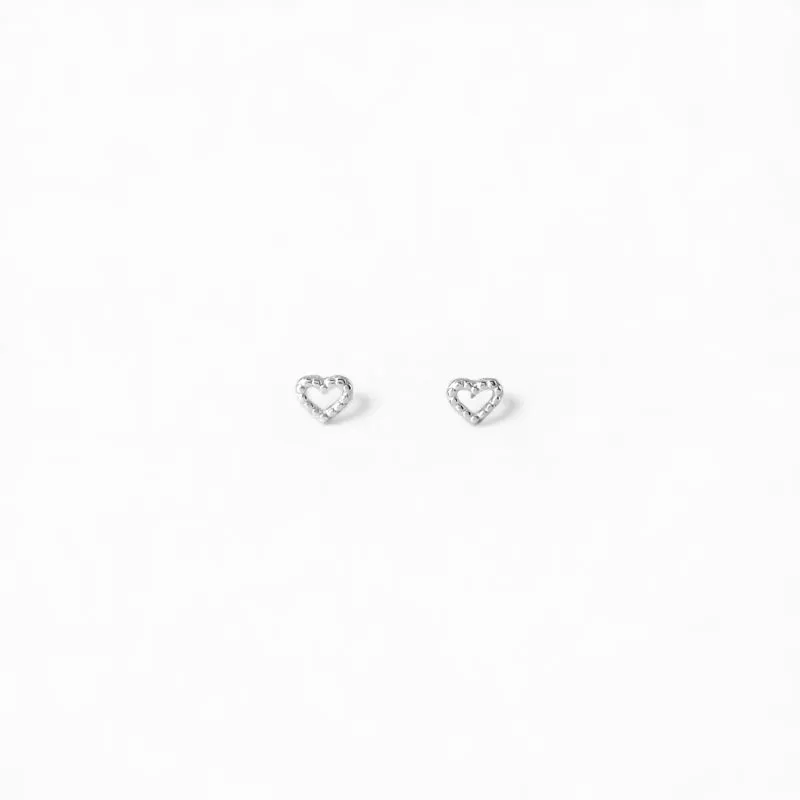 Brinco Coração Pontilhado Prata 925
