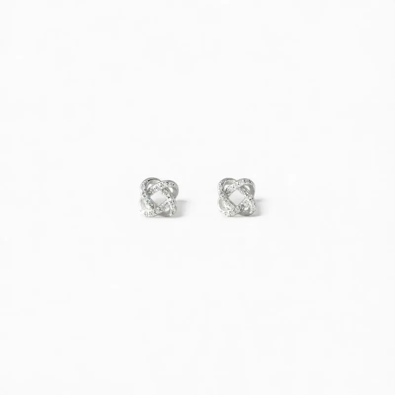 Brinco Nó Entrelaçado Prata 925 com Zircônias