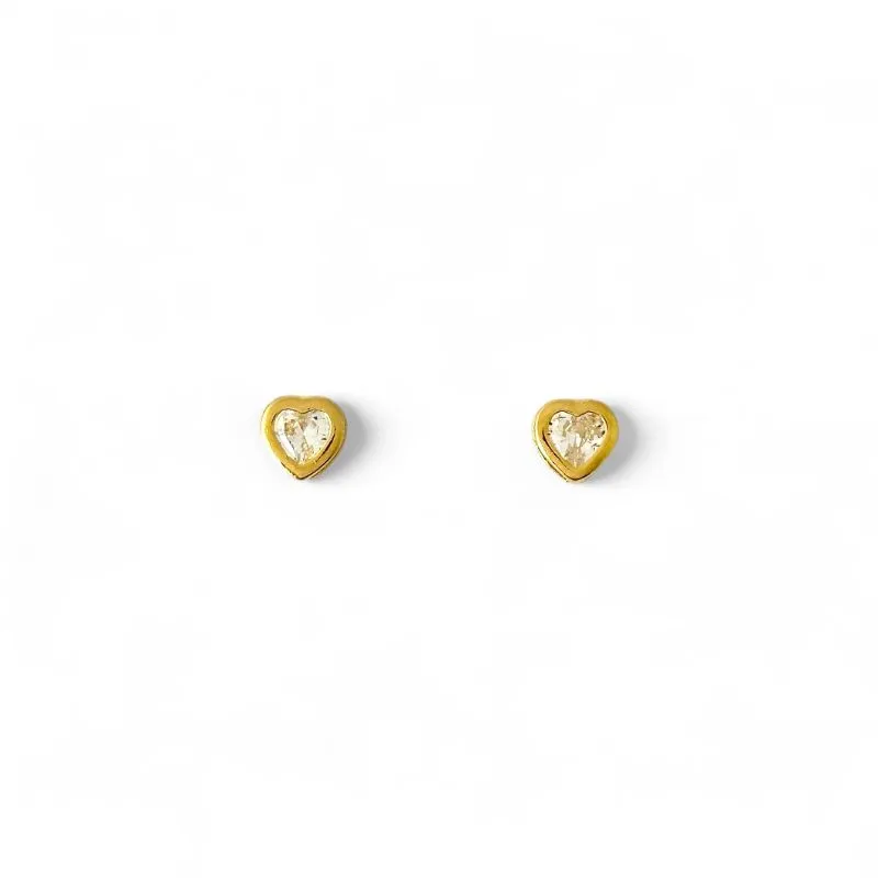 Brinco Ponto de Luz Coração Banhado a Ouro 18k com Zircônia
