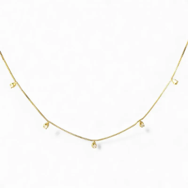 Colar Choker Gotas Banhado a Ouro 18k com Zircônias